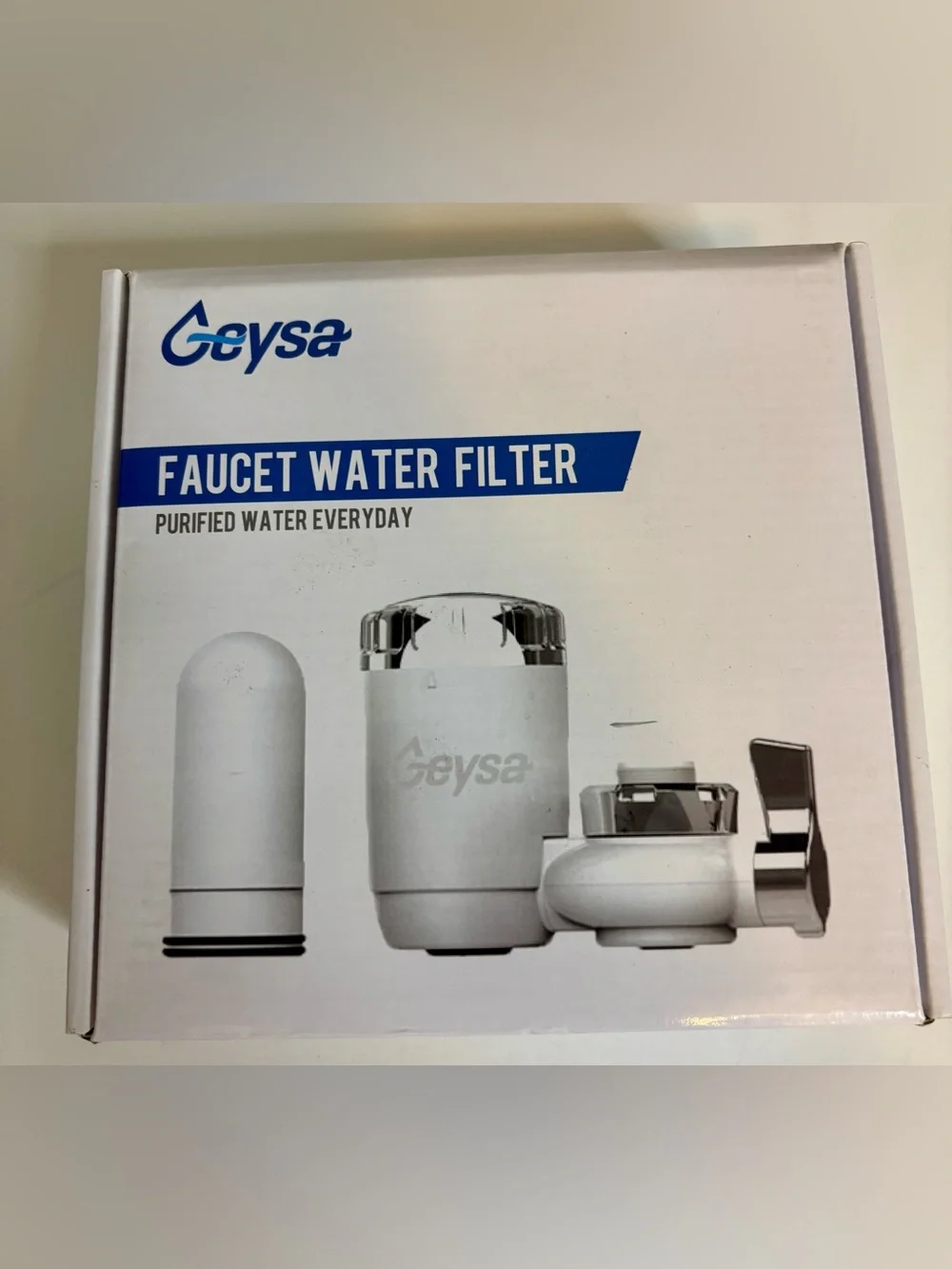 White Faucet Water Filter - Tap-Mount Purifier